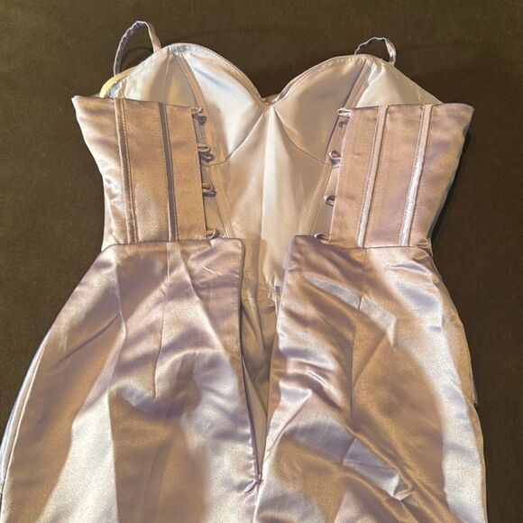 Women’s Purple Full Length Prom Party Dress Criss Cross Straps Leg Slit Size 4 - Picture 9 of 13